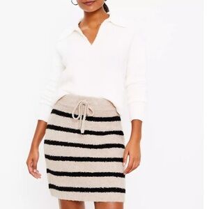LOFT Striped Boucle Drawstring Sweater Skirt